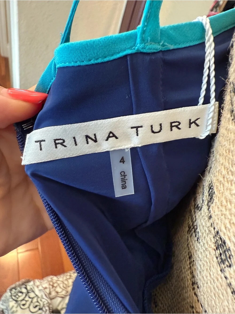 Trina Turk Navy Dress with Turquoise Trim - Picture 7 of 7